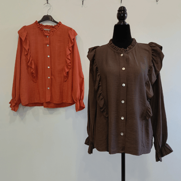 Camisa volantes chocolate